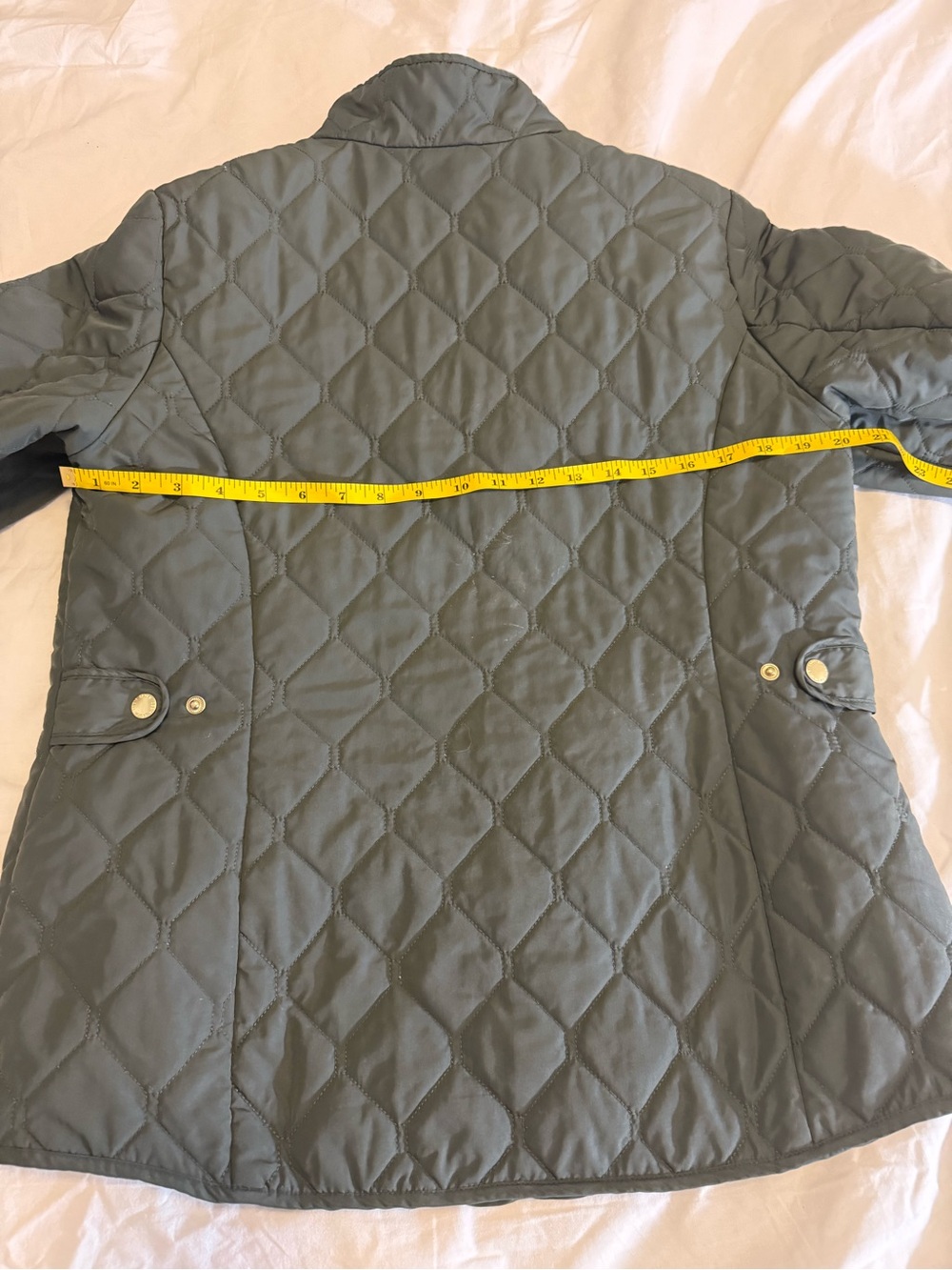 Eddie Bauer Olive Quilted Puffer Jacket with Gold Accents - Picture 8 of 15